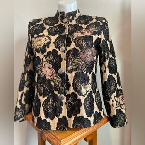 Draper’s & Damon’s Petites~Floral~Lace/Beaded/Sequin~Embroidered~Jacket~Size PM